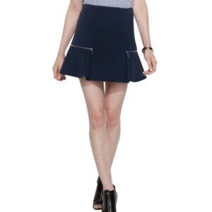 Michael Kors Navy Mini Flounce Skirt Gold Zipper 4